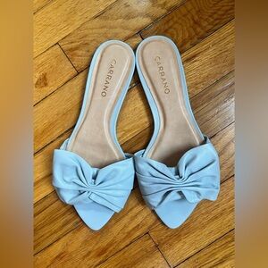 Carrano Dressy Light Blue Bow Flats | Size 7